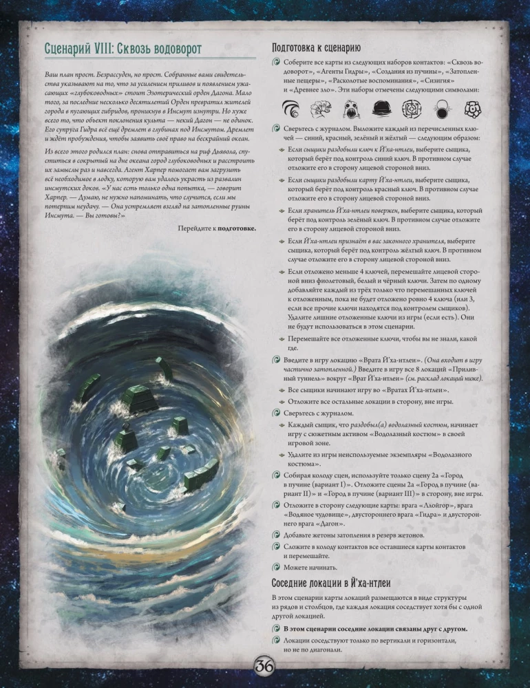 Настольная игра - Ужас Аркхэма. Карточная игра. Заговор в Инсмуте. Кампания (дополнение)